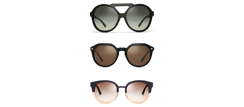 Top: Reva Oversized Round Sunglasses in Black ; Center: Logo Temple ...