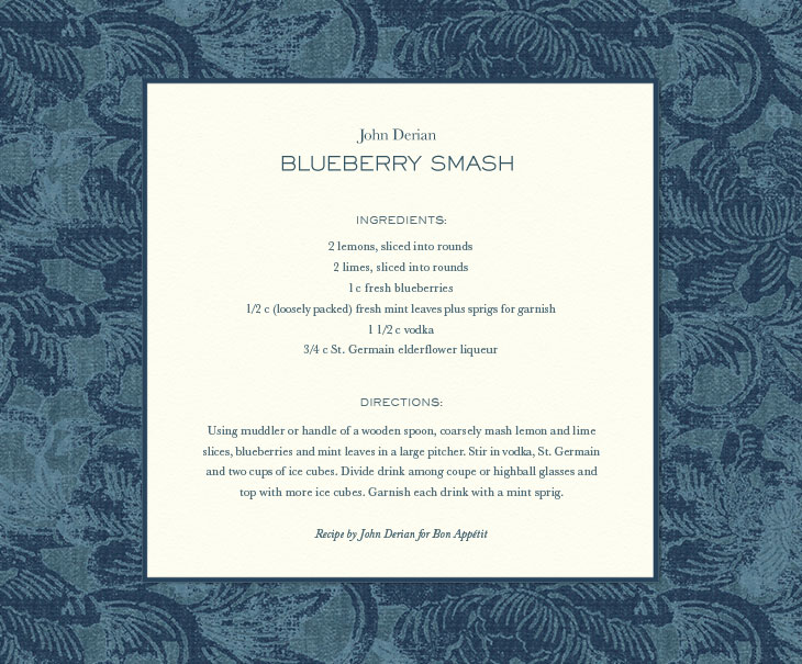 Recipe: John Derian’s Blueberry Smash